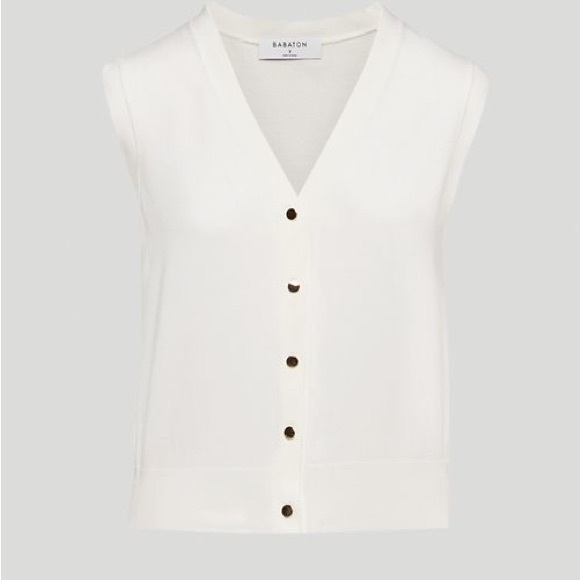 Babaton white cream neutral sweater vest with gold buttons - Picture 8 of 8